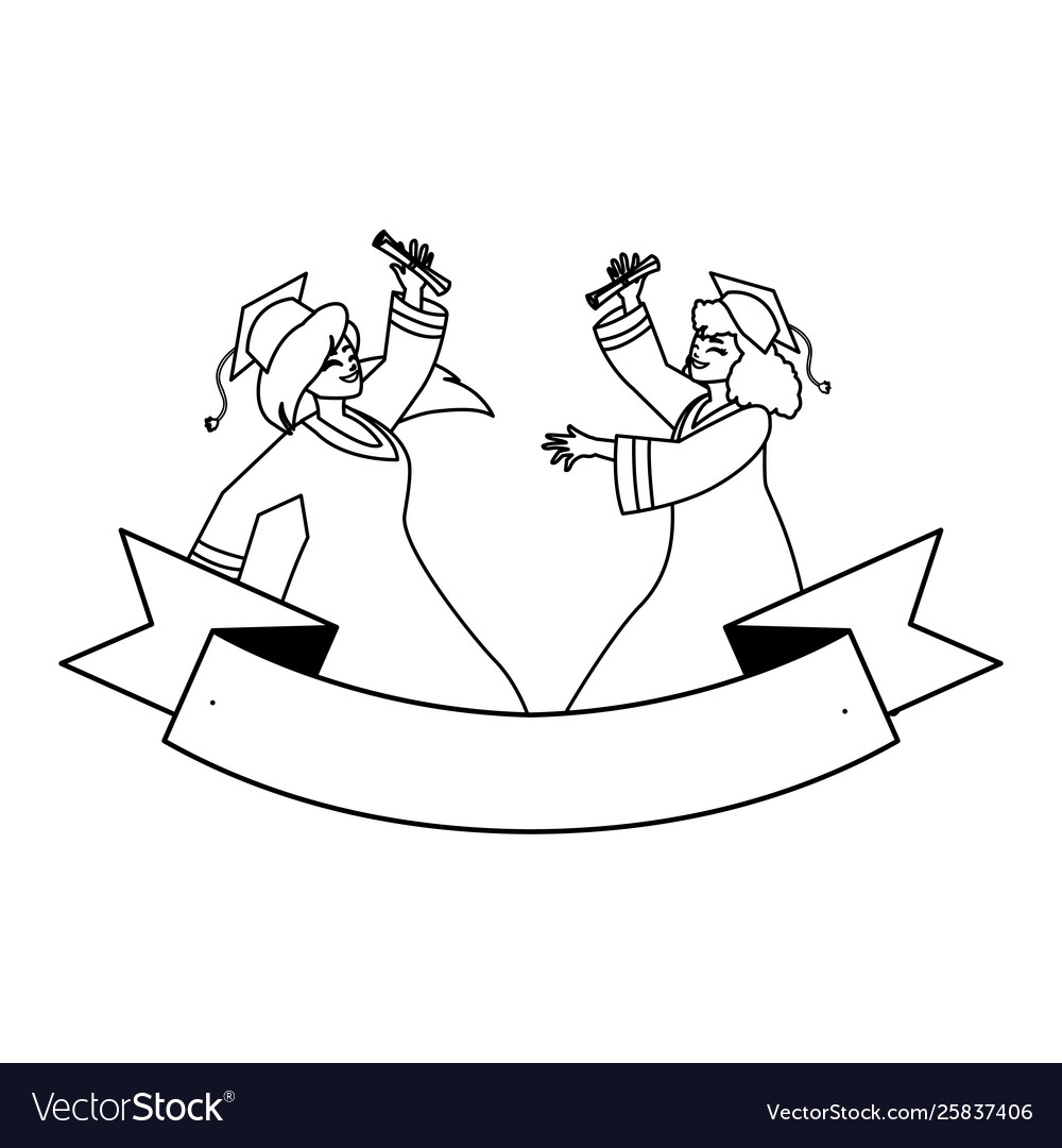 Schöne Frauen Studenten Abschlussfeier vector image Schöne Frauen Studenten Abschlussfeier