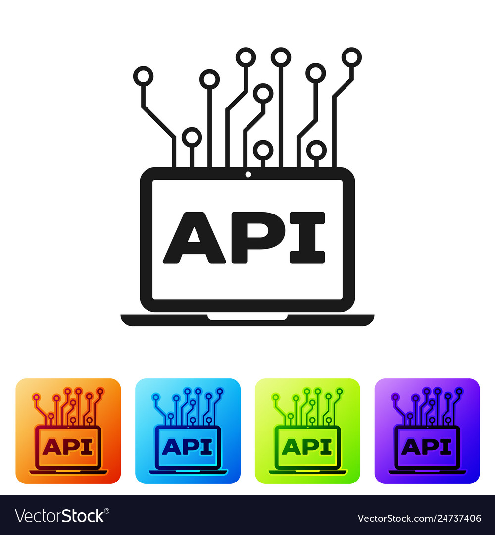 Black computer api interface icon isolated vector image Black computer api interface icon isolated