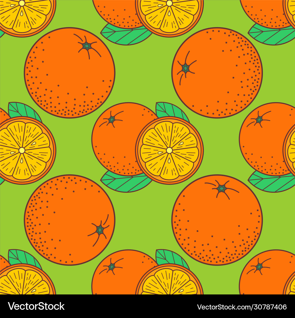Fresh orange fruit seamless pattern Royalty Free Vector