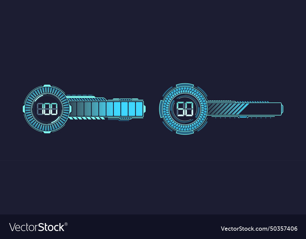 Futuristic loading bars glowing vector image Futuristic loading bars glowing