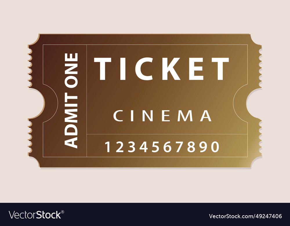 Gold ticket for one person on a colored background