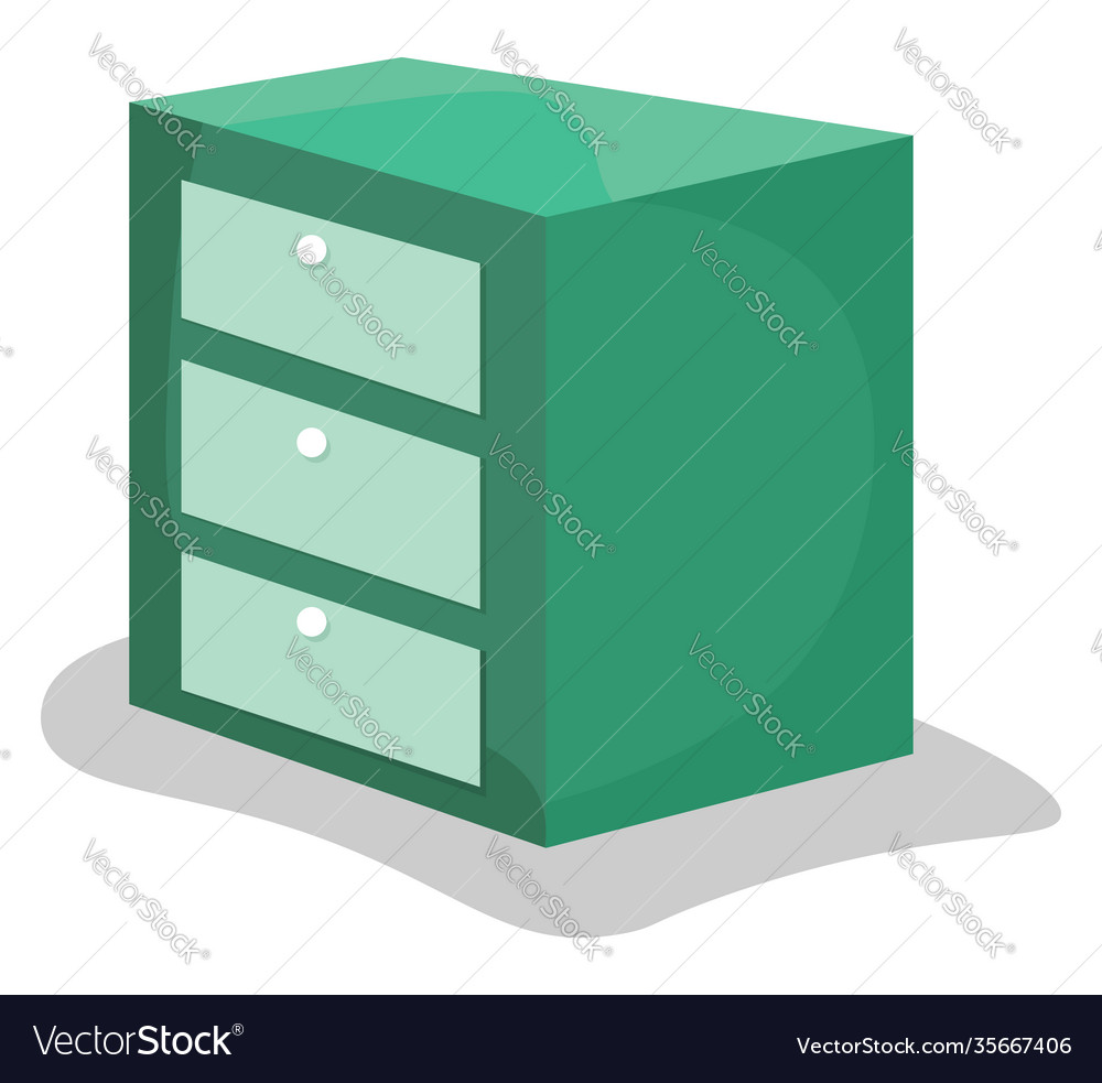 Green night stand on white background