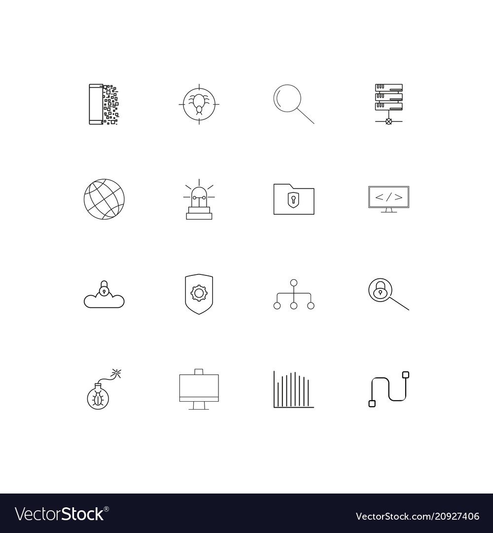 Internet security linear thin icons set outlined Vector Image Internet security linear thin icons set outlined