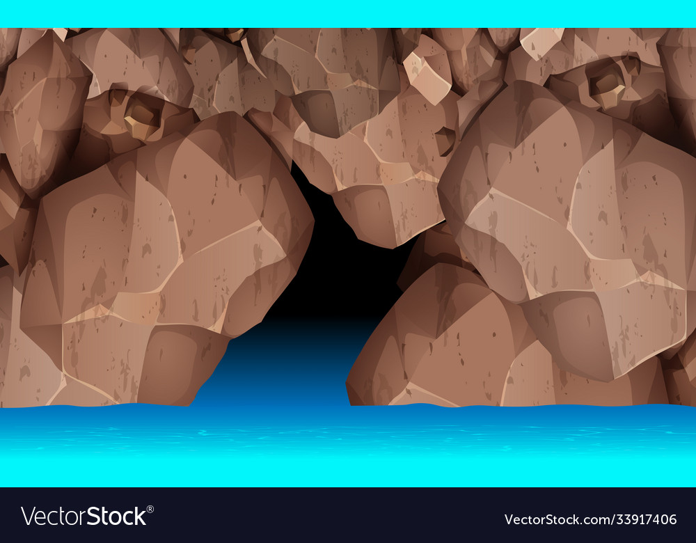 Landscape rock cave in ocean