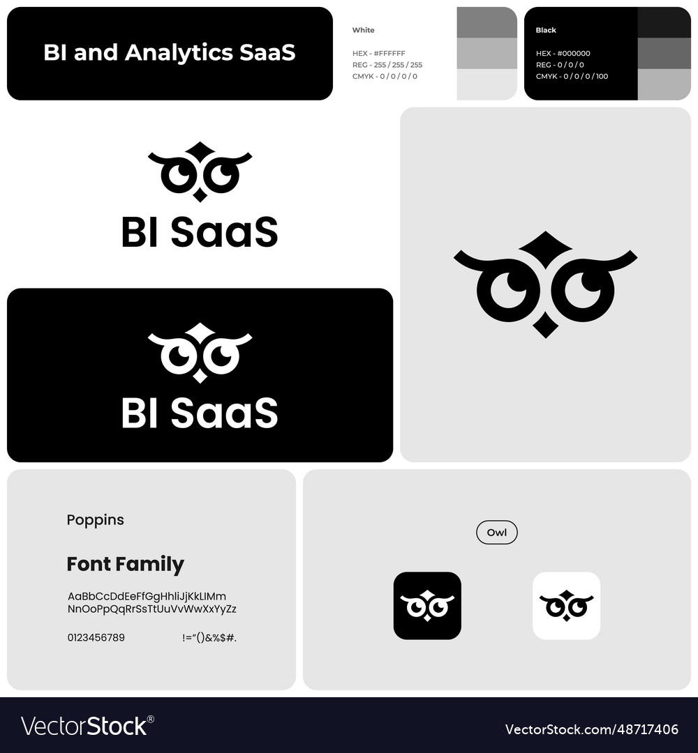 Monochrome template for bi and analytics saas vector image Monochrome template for bi and analytics saas