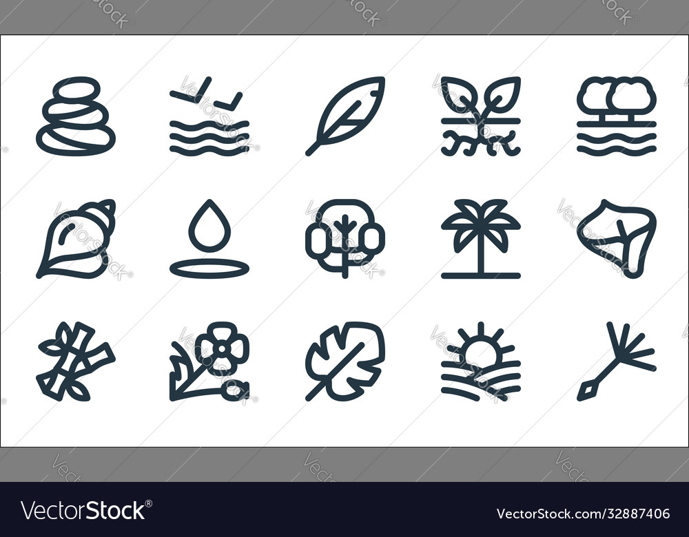 Nature line icons linear set quality vector image Nature line icons linear set quality