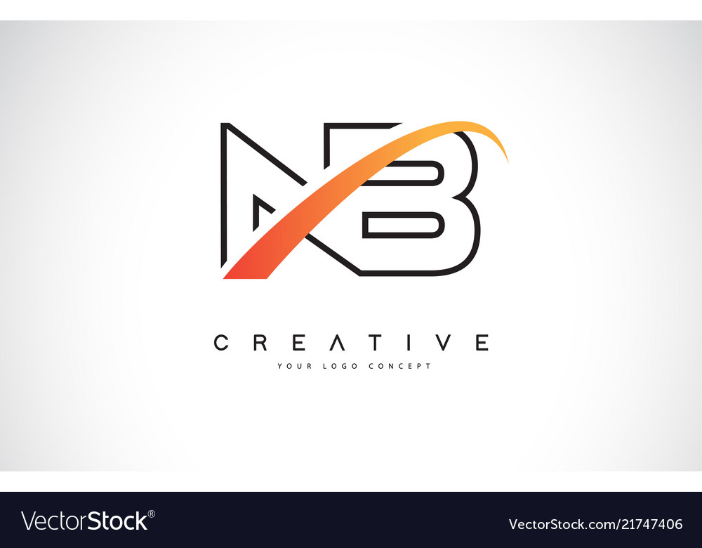 Nb n b swoosh Buchstaben Logo Design mit modernem