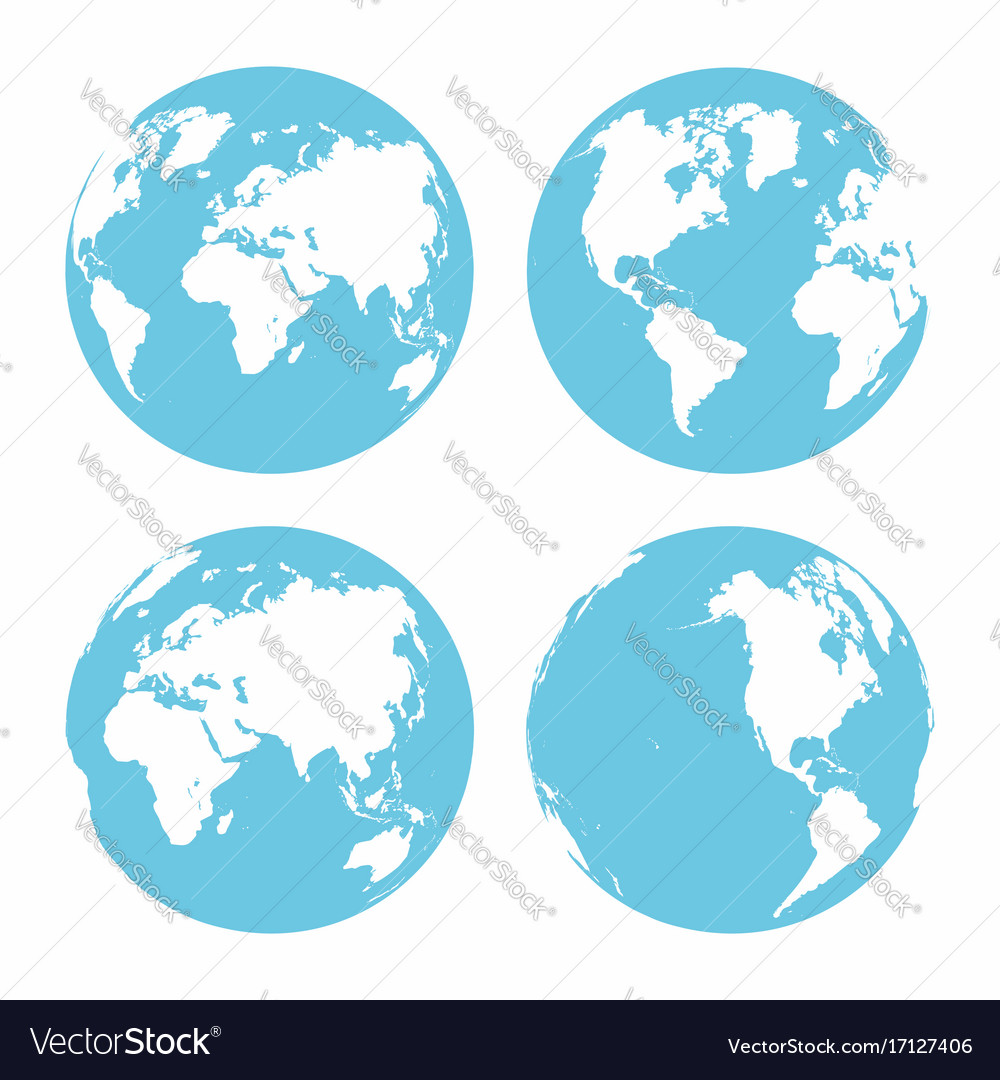 Planet earth icon set globe isolated Royalty Free Vector