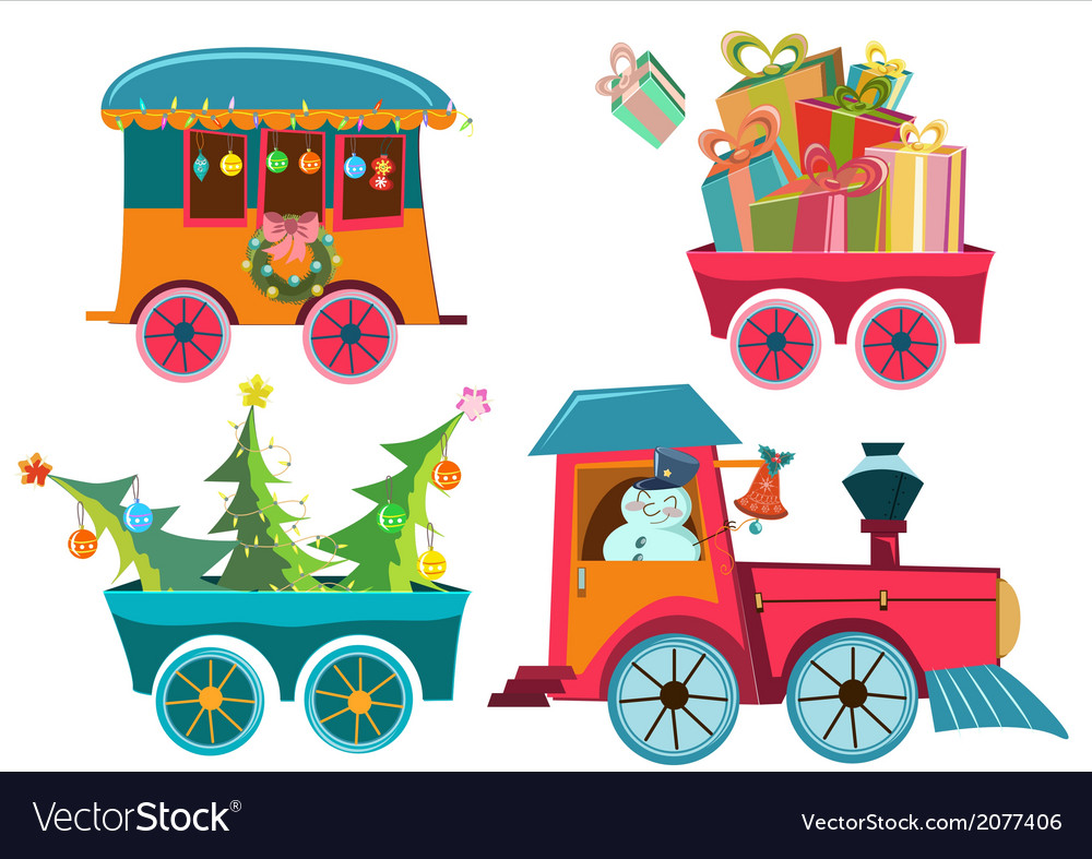 Retro Christmas Train Scene