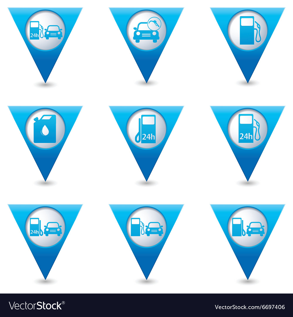 Set of 9 transport blue triangular map pointer