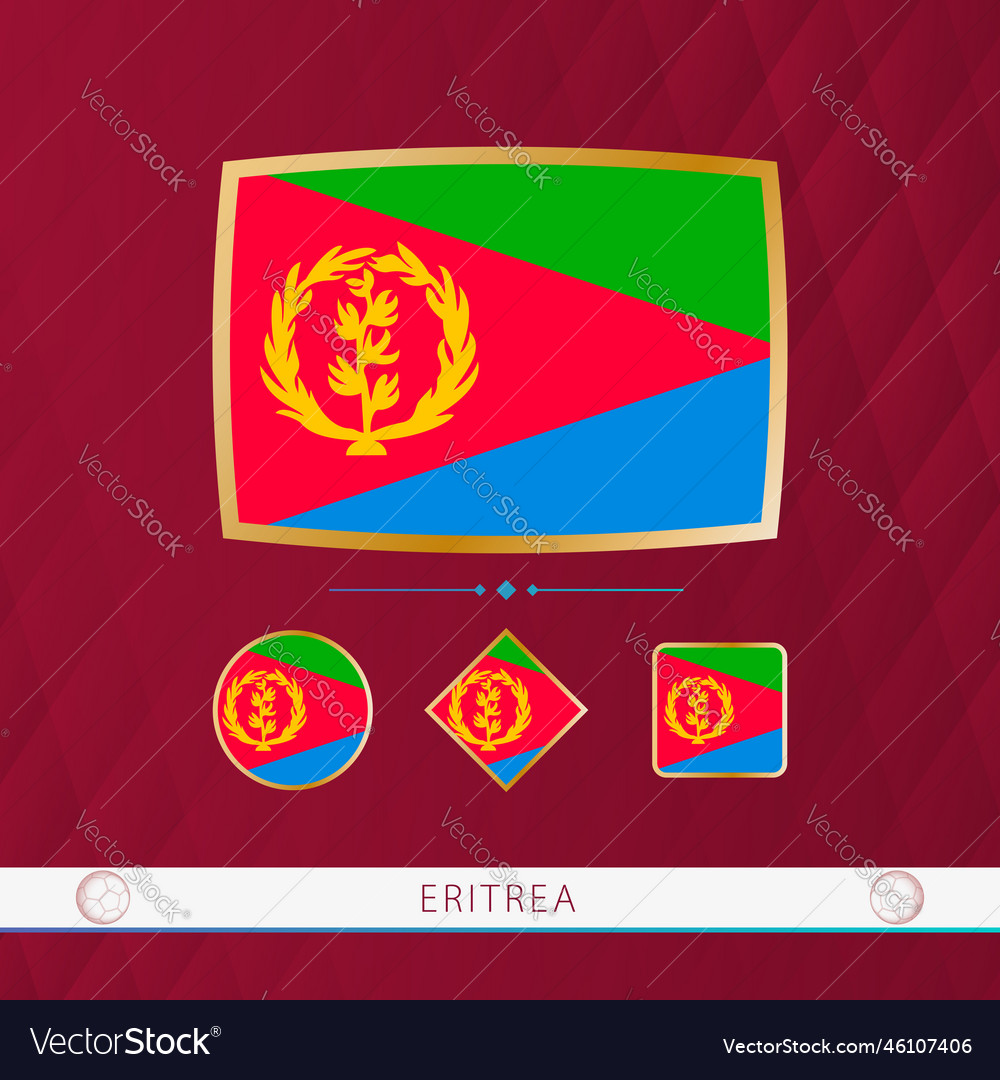 Set aus eritrea-Flags mit Goldrahmen für den Einsatz vector image Set aus eritrea-Flags mit Goldrahmen für den Einsatz