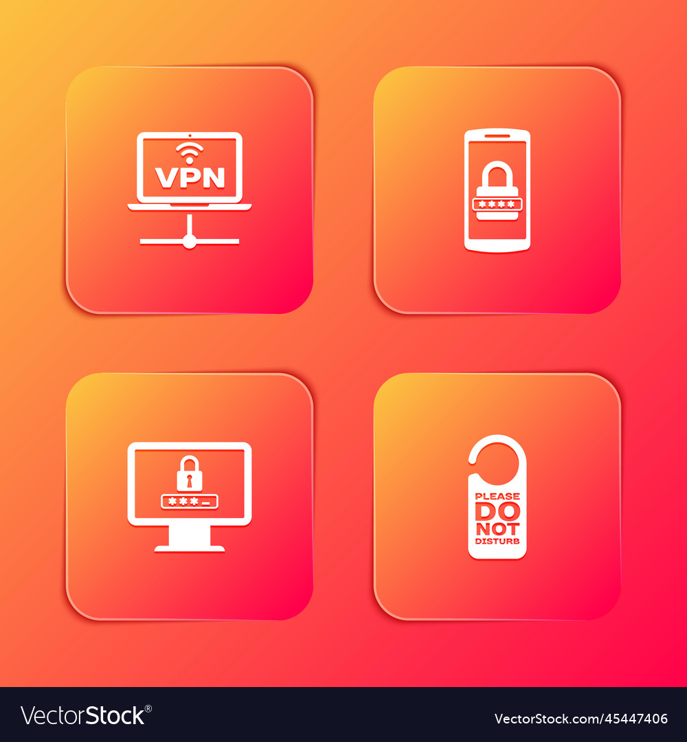 Set vpn computer network mobile and password vector image Set vpn computer network mobile and password
