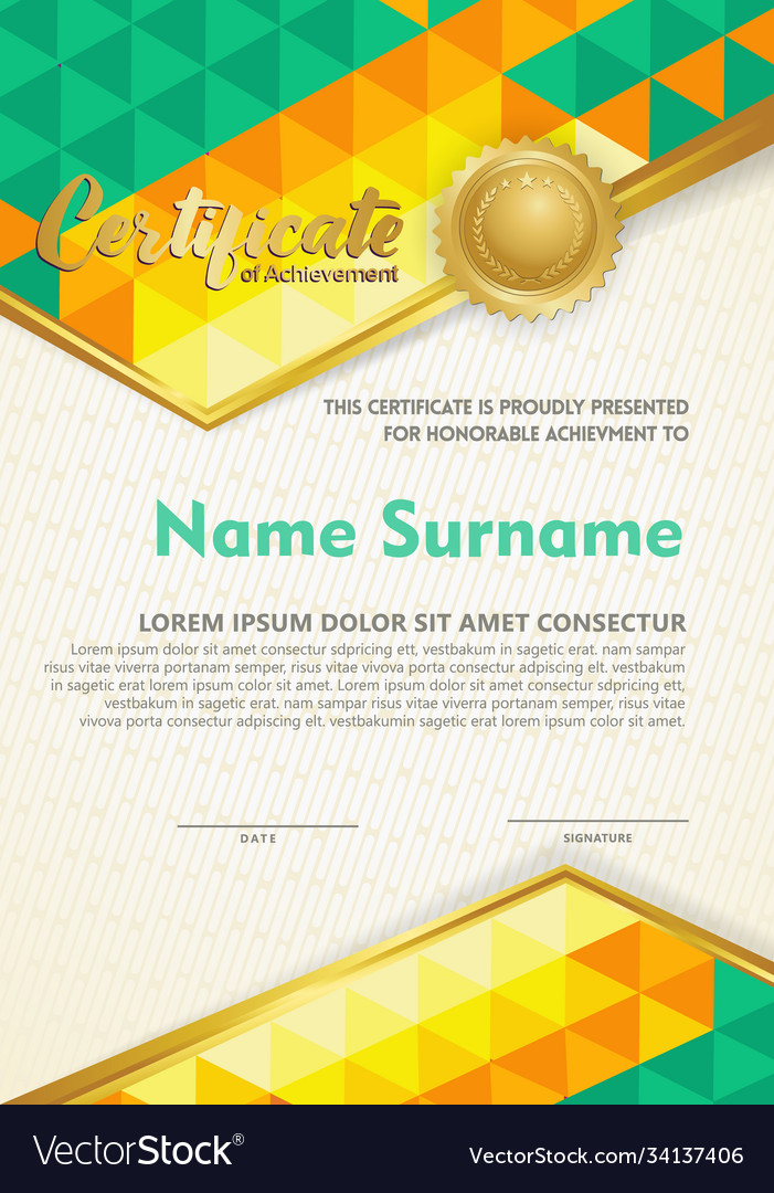 Vertical certificate template with triangle