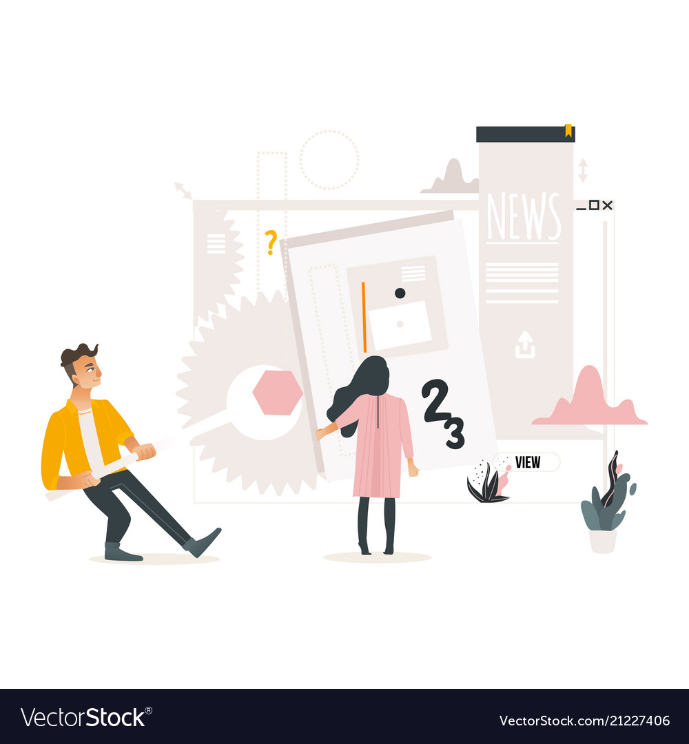 Web development concept with people building Vector Image Web development concept with people building