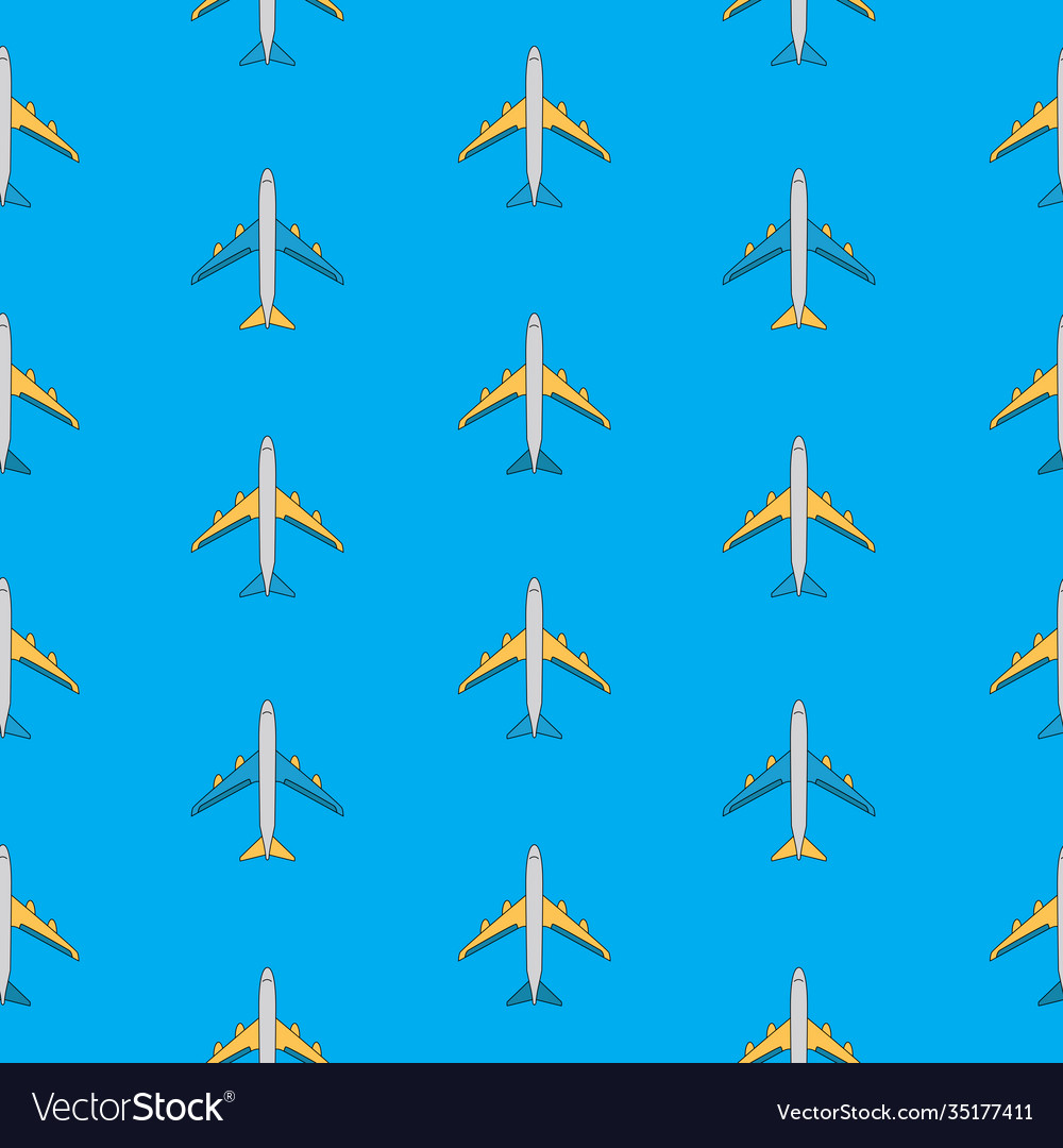 Airplane seamless pattern on background