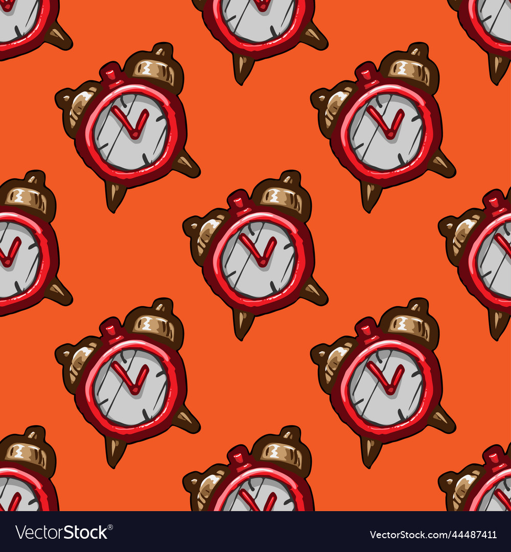 Alarm clock seamless pattern Vector Image Alarm clock seamless pattern