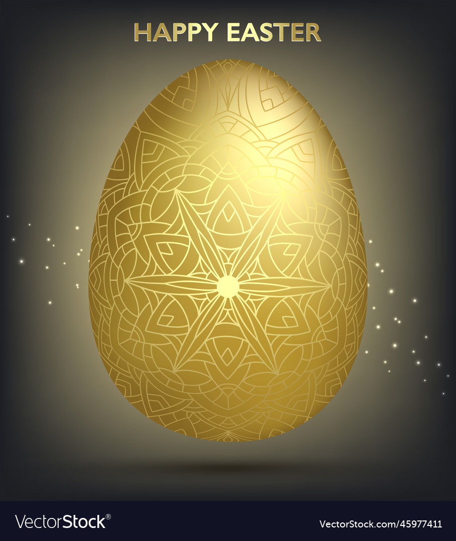 Decorative easter golden egg with patterns Vector Image