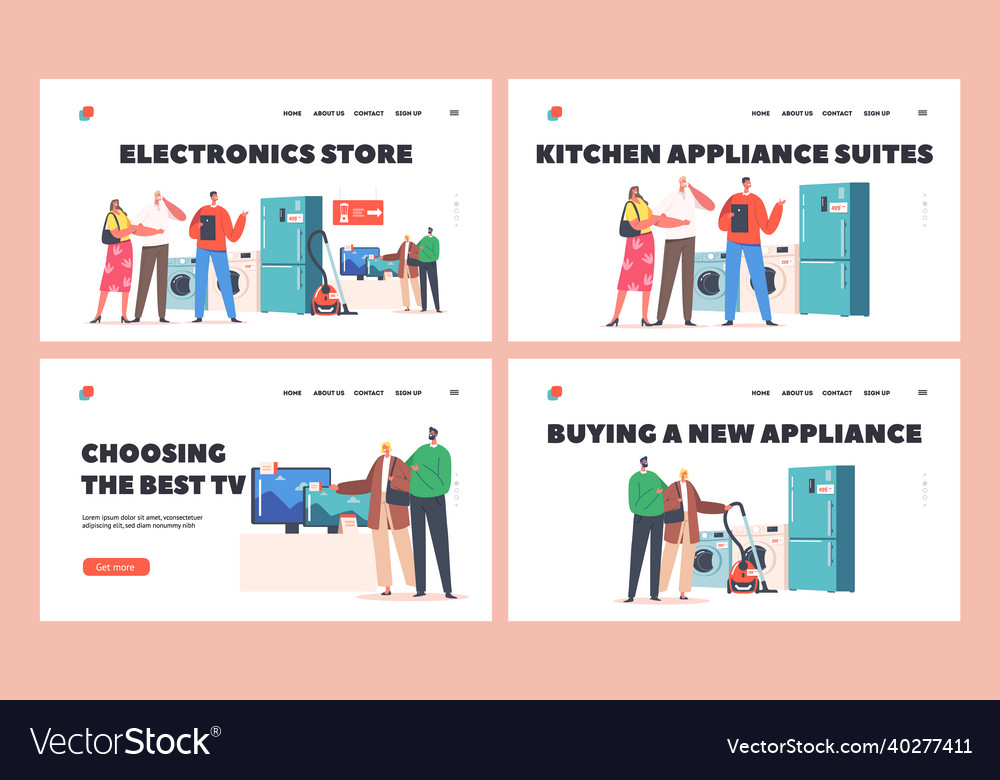 Electronics store landing page template set