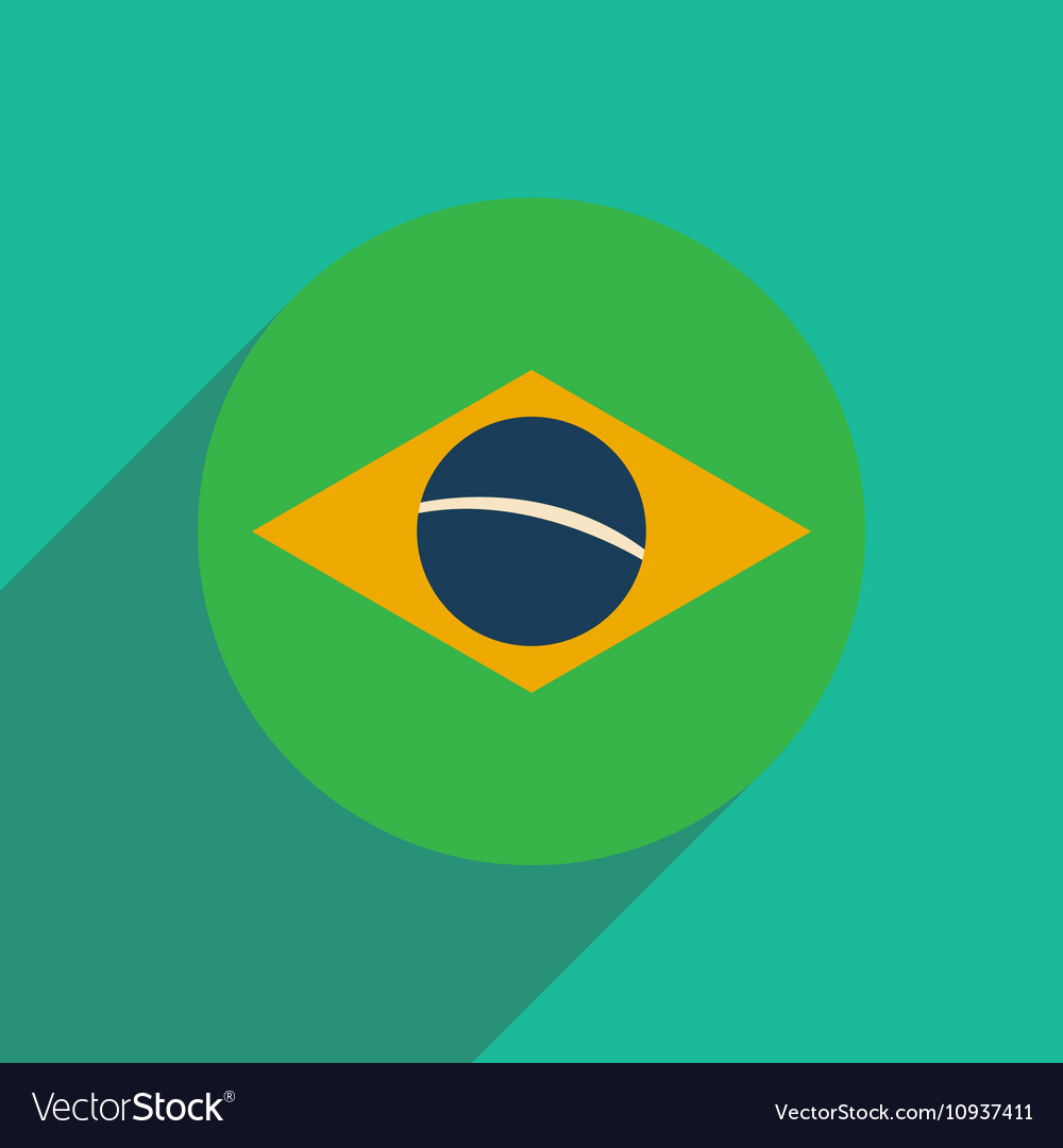 Flat icon with long shadow brazilian flag Vector Image