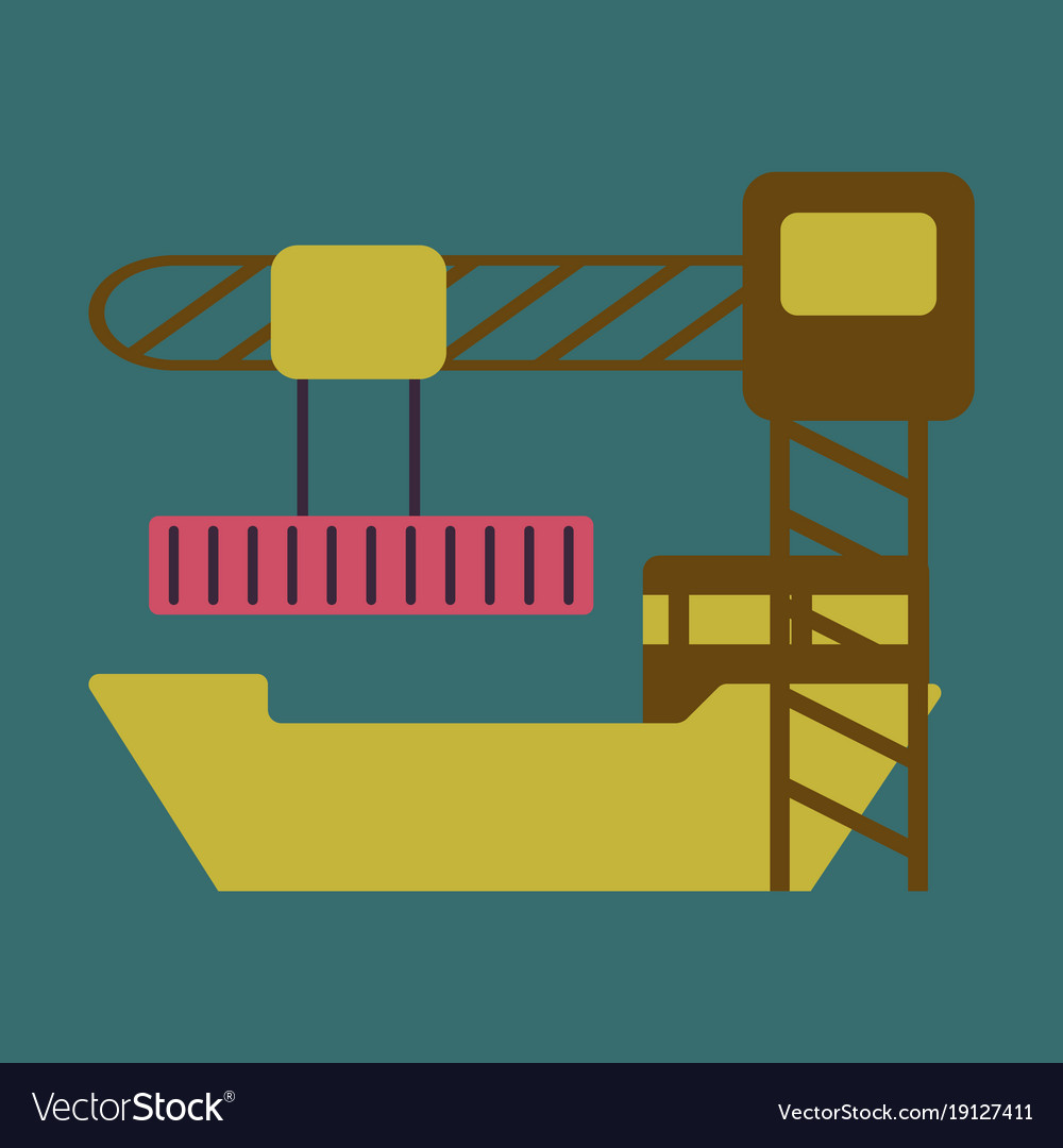 Icon in flat design container loading ship
