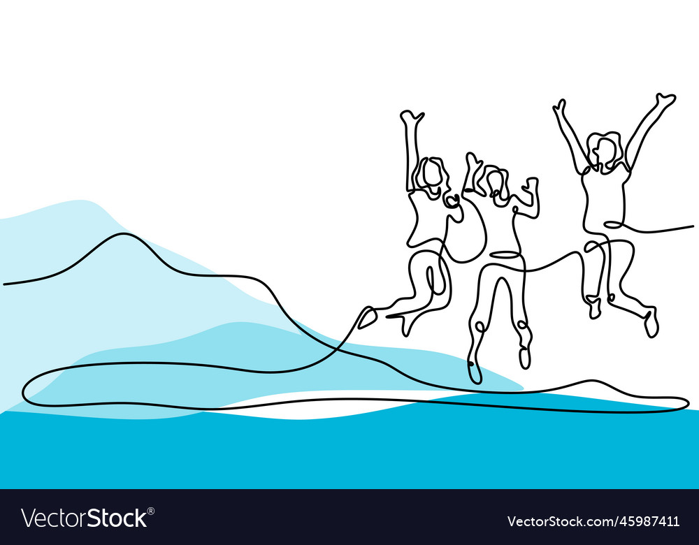 Joyful Jump - Continuous Line Art