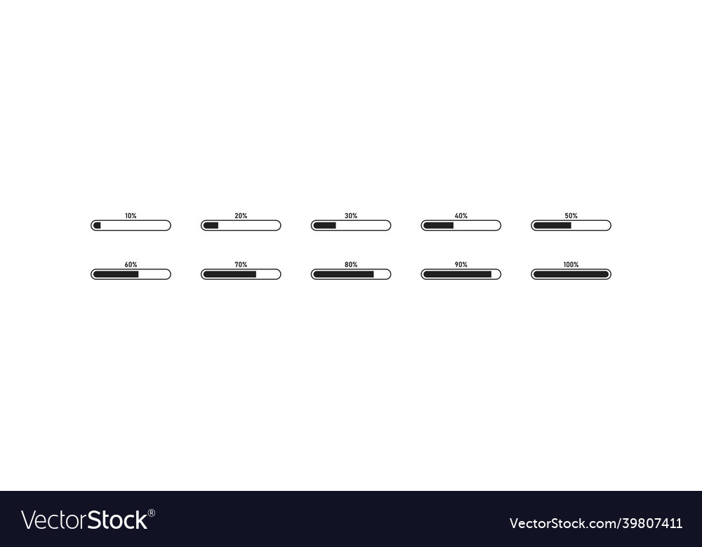 Load bar simple icon set progress isolated vector image Load bar simple icon set progress isolated