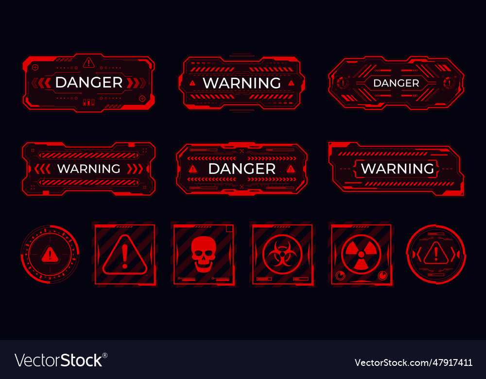 Modern futuristic danger message red frame