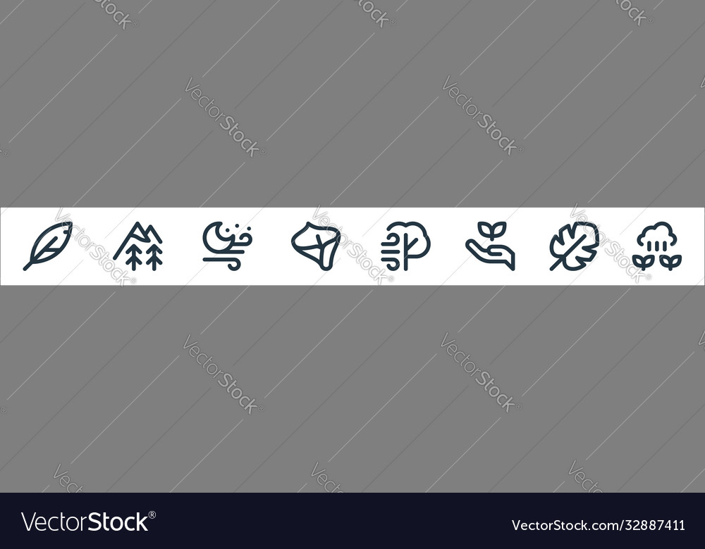 Nature line icons linear set quality