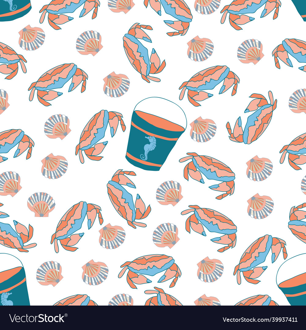 Nautical theme seamless pattern with buckets Vector Image Nautical theme seamless pattern with buckets
