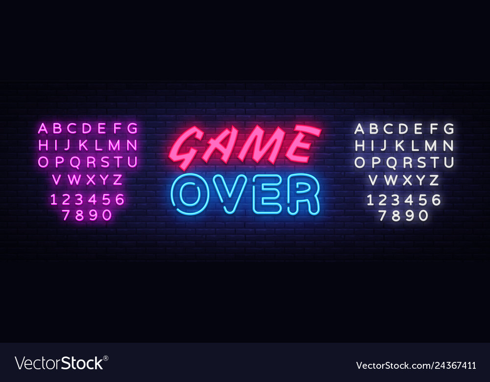 Neon Game Over Text - Retro Style