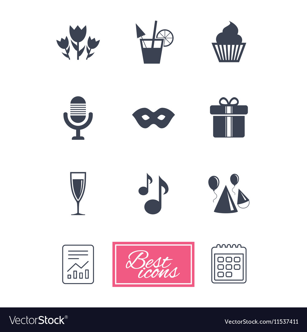 Party celebration birthday icons cocktail