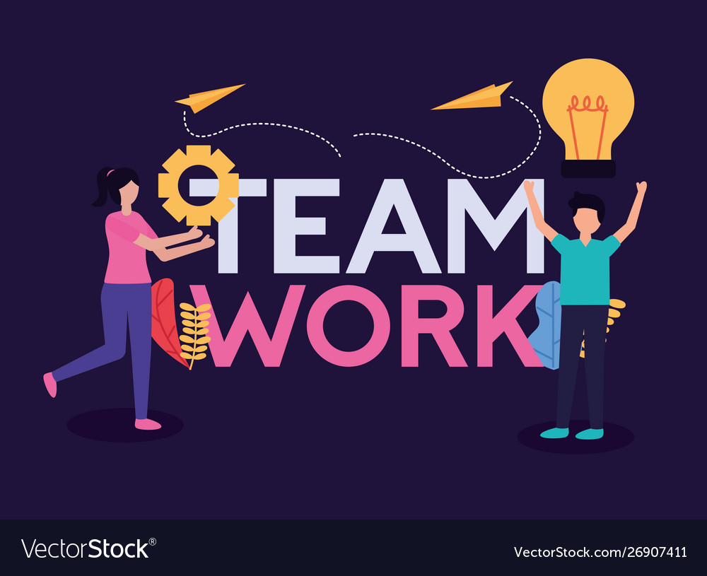 People teamwork flat design image