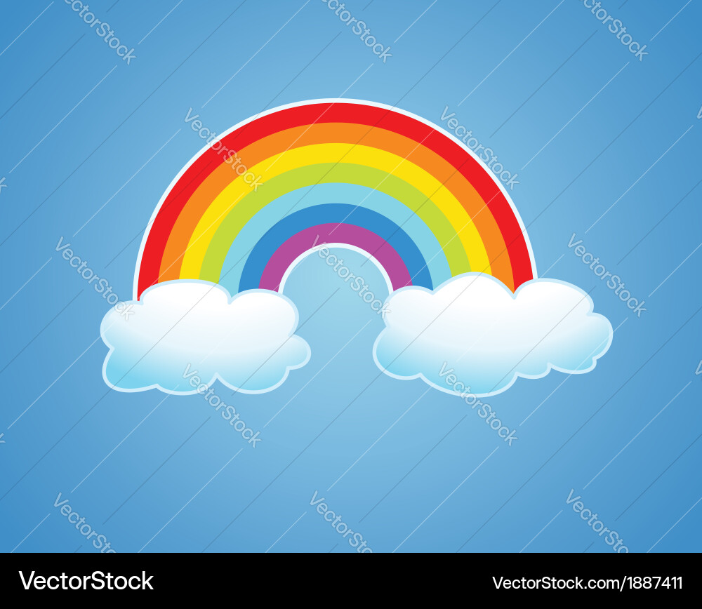 Rainbow and clouds Royalty Free Vector Image - VectorStock