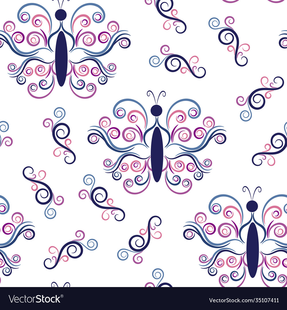 Seamless pattern with butterflies image vector image Seamless pattern with butterflies image
