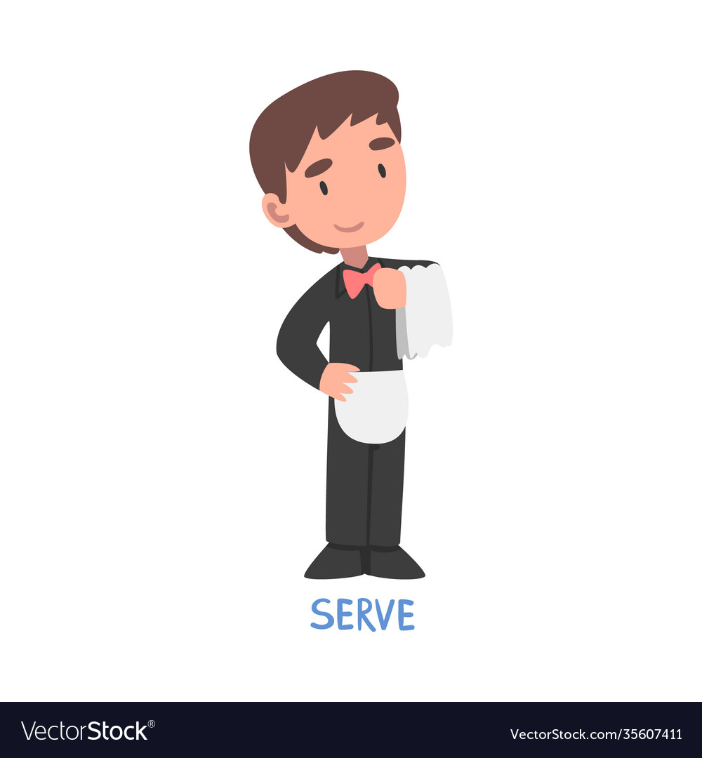 Serve Word Verb Expressing Action Royalty Free Vector Image