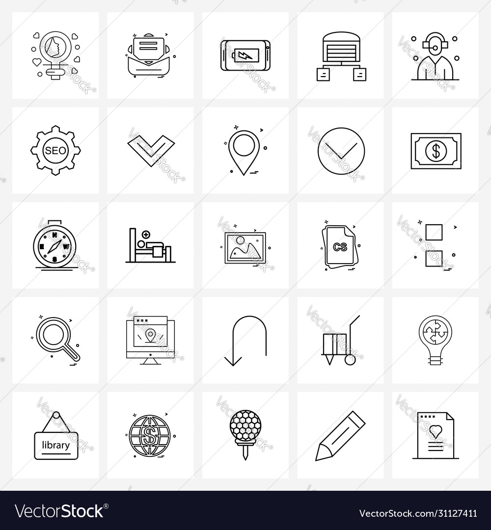 Simple set 25 line icons such as setting