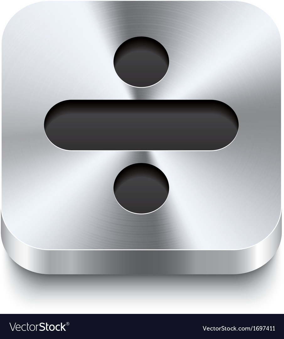 Square metal button perspektive - minus icon