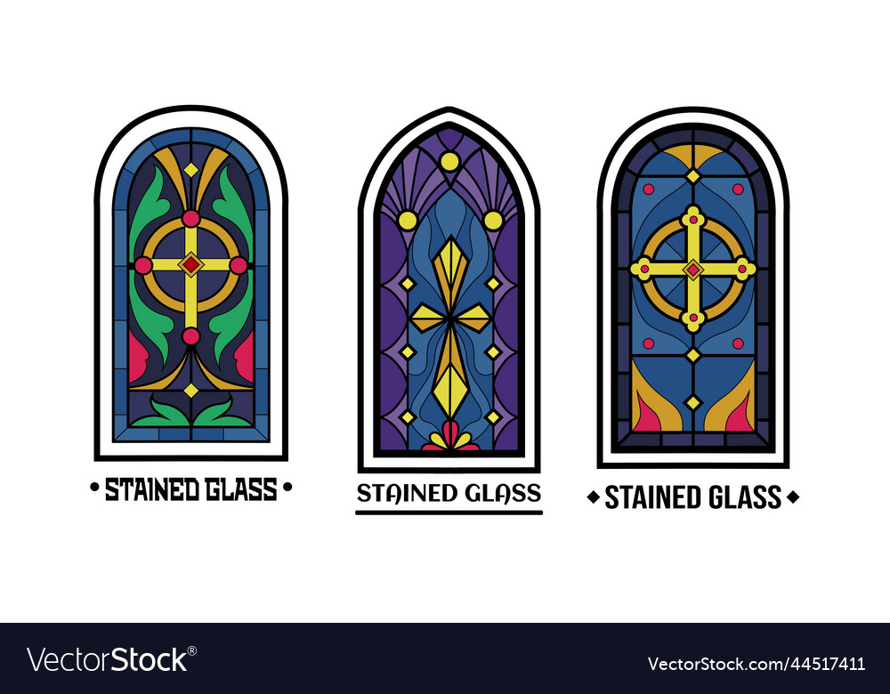 Stained Glass Window Church Logo With Lettering Vector Image