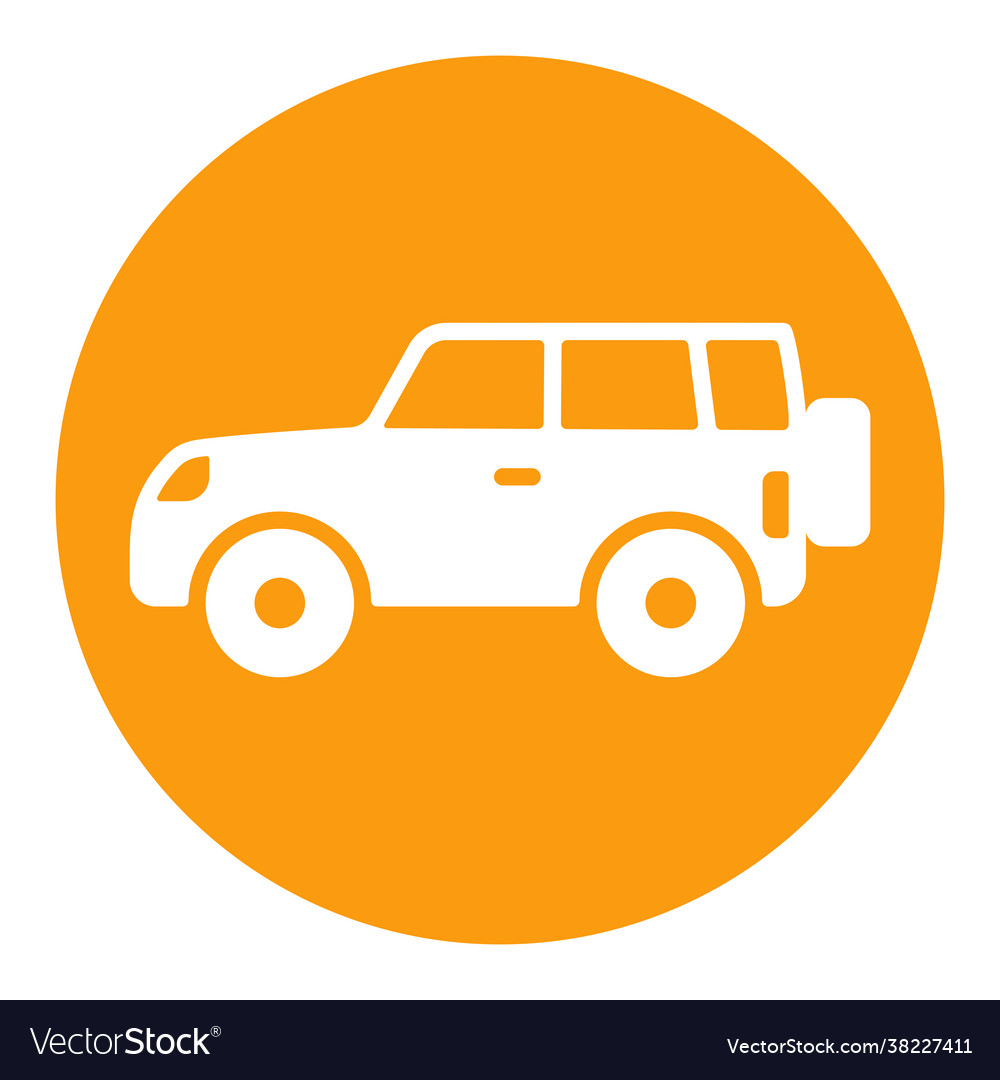 Suv car flat white glyph icon isolated