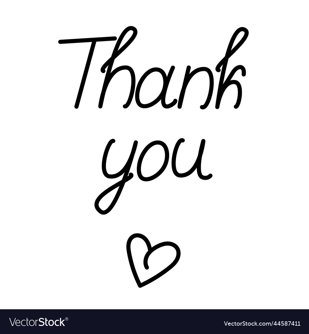 Thank you hand drawn text lettering Royalty Free Vector