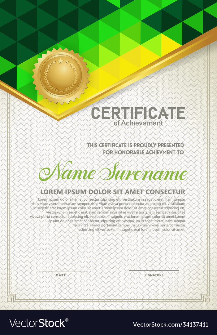 Vertical certificate template with triangle Vector Image Vertical certificate template with triangle