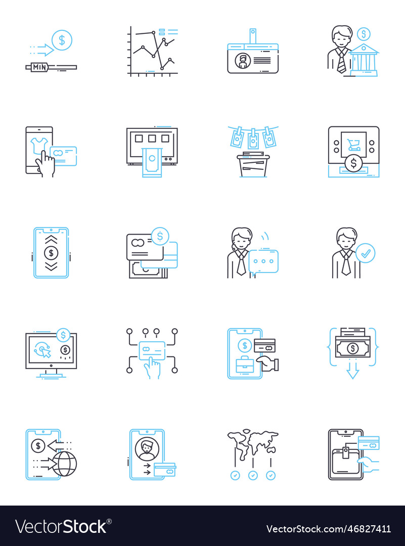 Virtual currency linear icons set bitcoin vector image Virtual currency linear icons set bitcoin