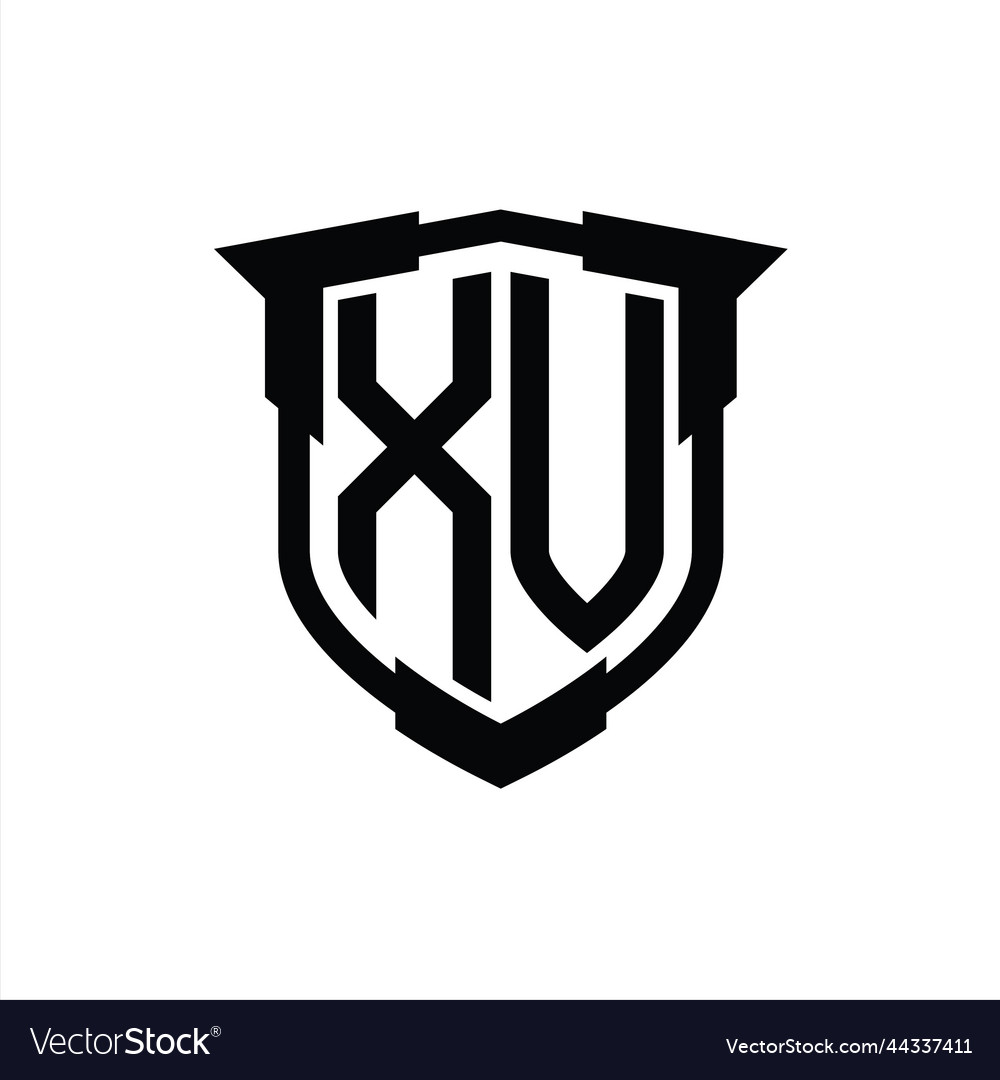 Xv logo monogram letter with shield shape design