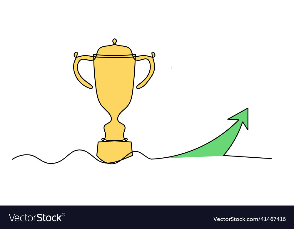 Abstract color cup with arrow as continuous lines