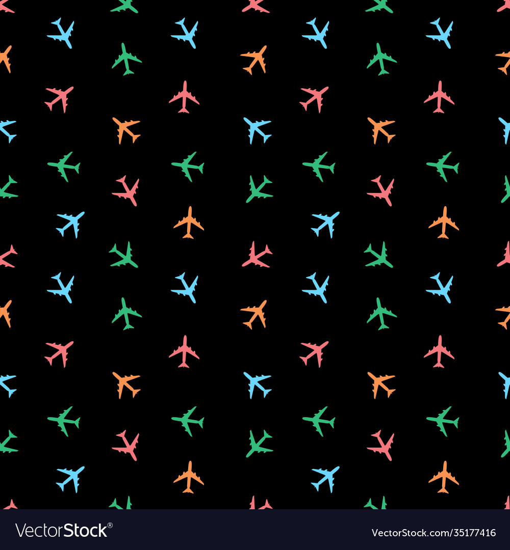 Airplane seamless pattern on background