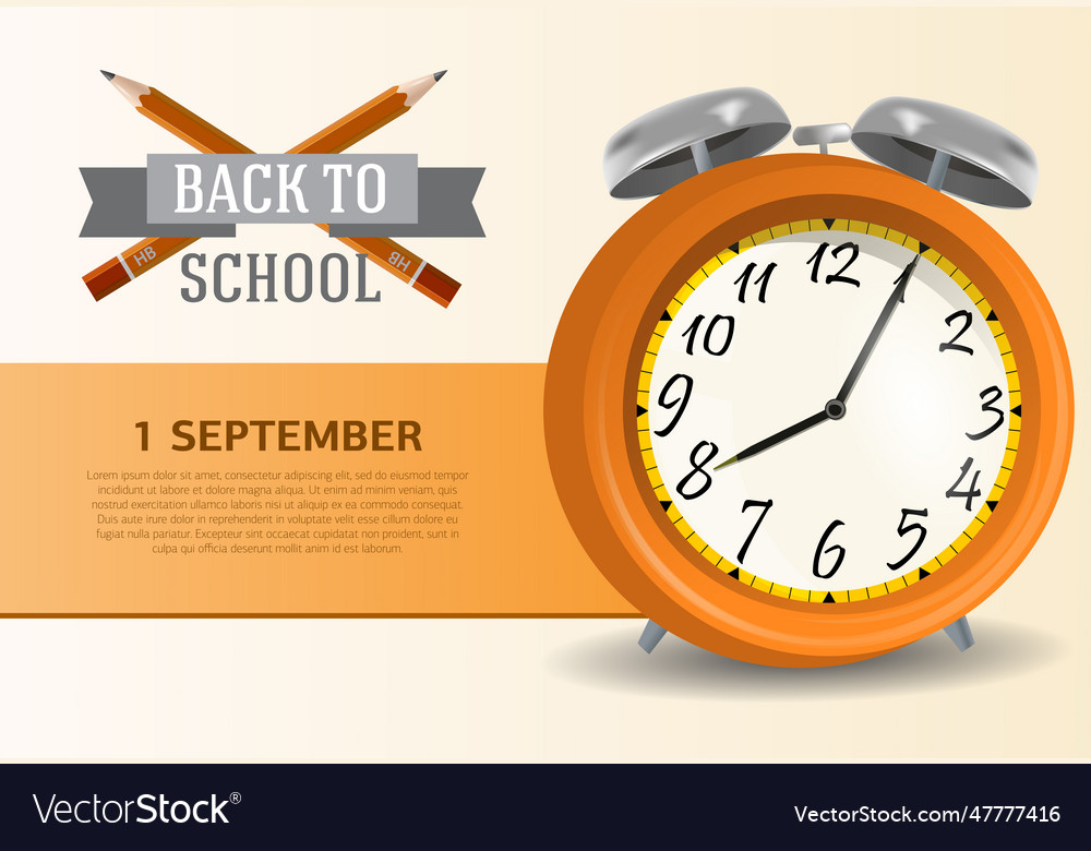 Back to school poster design with alarm clock