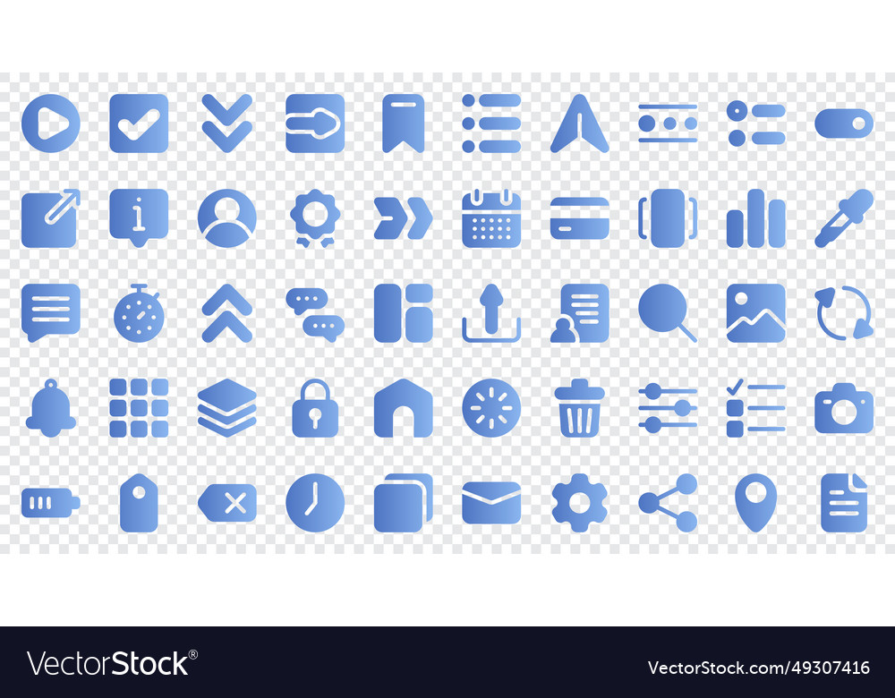 Basic user interface essential set gradient icon vector image Basic user interface essential set gradient icon