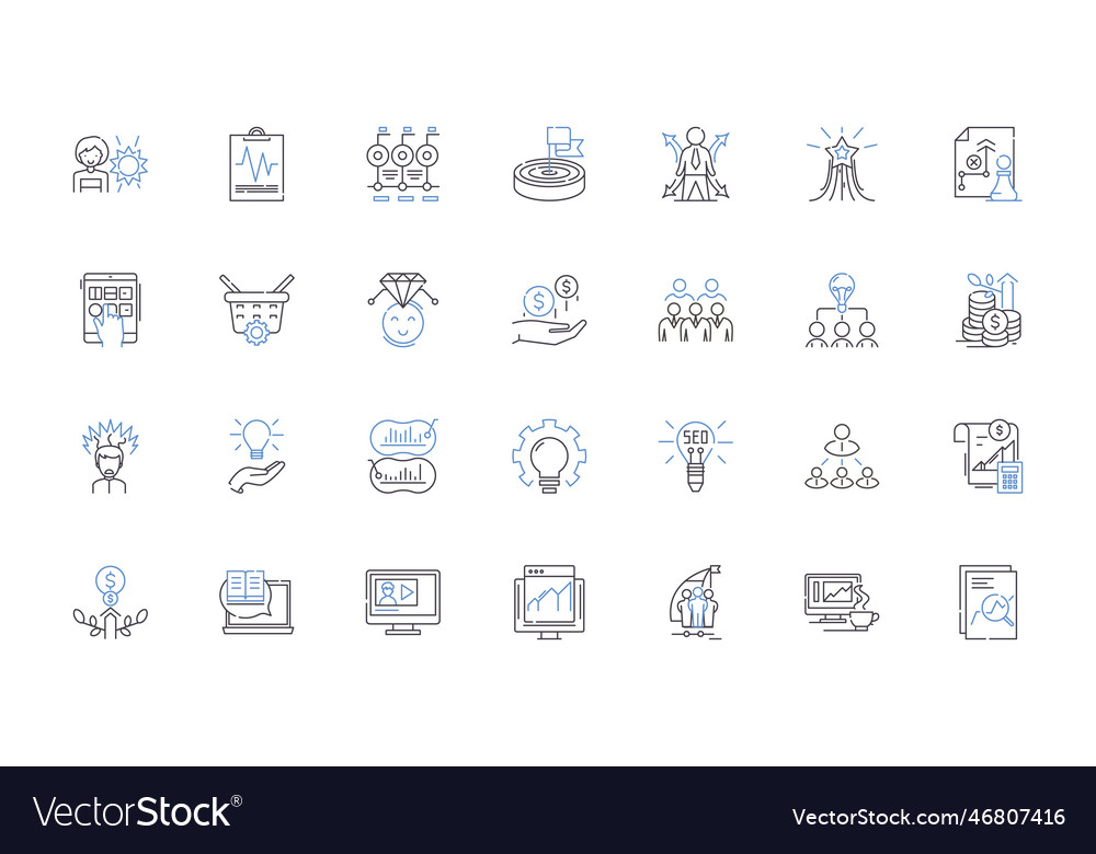 Big data line icons collection analytics vector image Big data line icons collection analytics