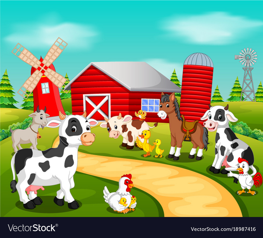 Collection animal in farm Royalty Free Vector Image