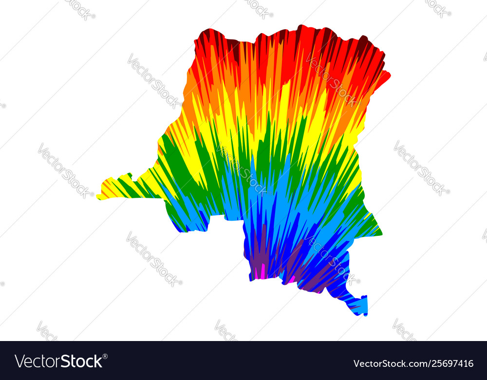 Congo - map is designed rainbow abstract colorful